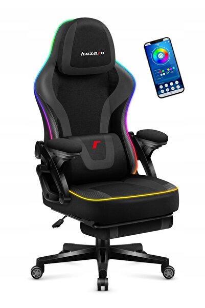 NO BRAND Huzaro Force 4.6 Rgb Scaun de gaming cu plasă neagră, suport pentru ...
