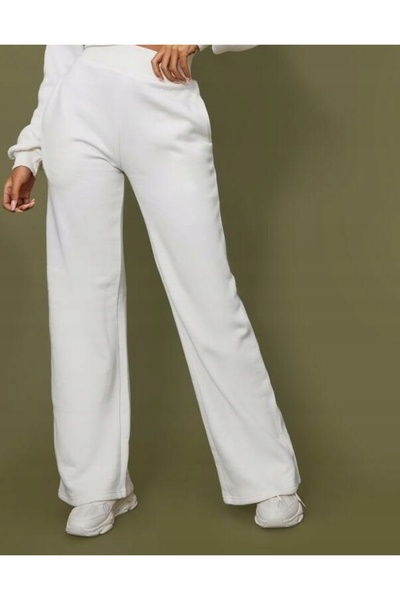 NO BRAND Pantaloni de trening cremoși, călduroși, cu picior larg, Prettylittl...