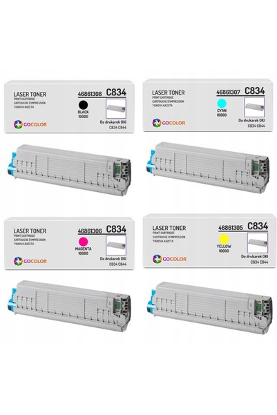 NO BRAND 4x toner nou XL pentru OKI C834 C844 set CMYK lucios 10000 de pagini