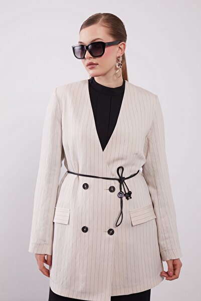 Levidor Stone Stripe Detailed Blazer Jacket