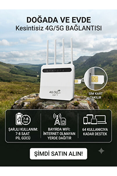 Dembastore SIM kartlı 4 G Router SIM Kartını Tak, Priz Aramadan 8 Saat Kesint...