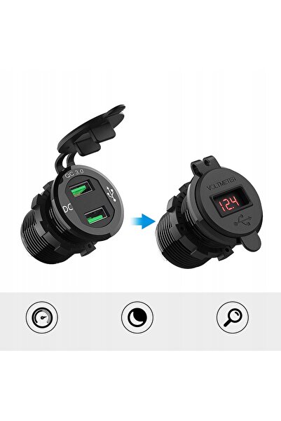 NO BRAND Freedconn 2X Încărcător USB Qc3.0 Impermeabil cu Voltmetru