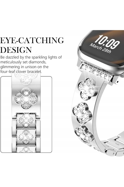 NO BRAND Brățară argintie Chanchy cu diamante Apple Watch Se2 10/9/8/7/6/5/4 ...
