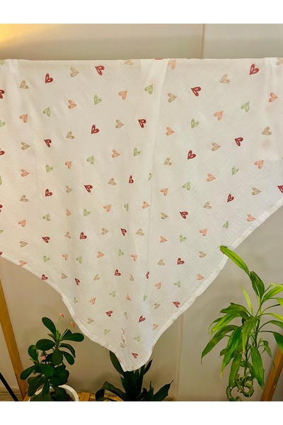 Parlova Love, nakışlı, çok amaçlı müslin örtü, %100 pamuk, 90x120cm