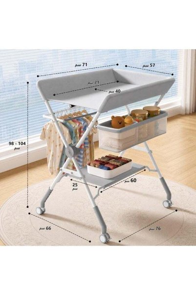 kidzera KIDZ ERA 4-in-1 Foldable Baby Changing Table with Side and Bottom Storage Shelves, Adjustable Height, and Moving Wheels – Practical Changing Table for Newborns and Infants
