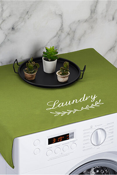 HOMELKA Washing Machine Cover Embroidered Liquid-Proof Fabric Light Green Color