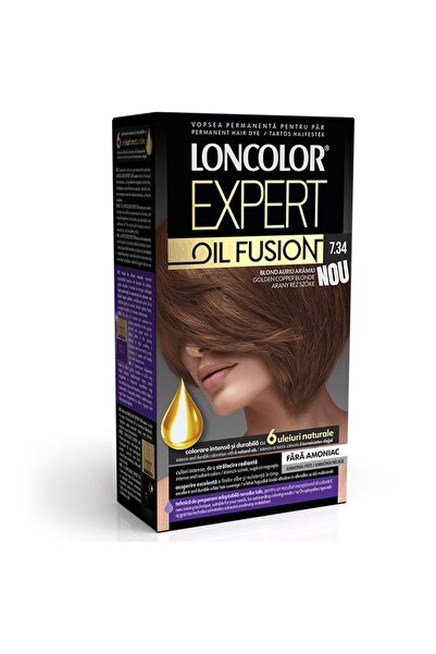 Loncolor Expert Vopsea pentru Par, Oil Fusion, 7.34 Blond Auriu Aramiu