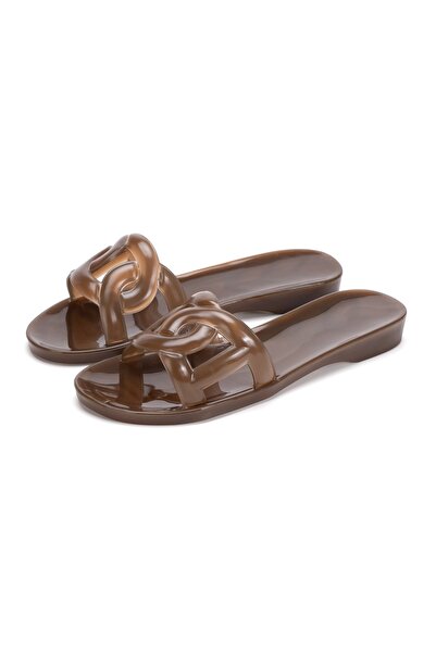 OZYO Cleopetra Brown Pvc Slippers