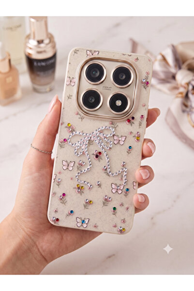 TechTree Redmi Note 15 Pro 4G Taşlı Desenli Fiyonk Silikon Kılıf