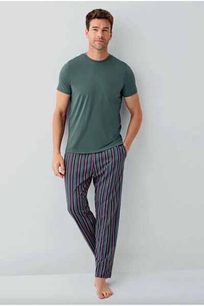 Arnetta Erkek %100 Pamuklu Bisiklet Yaka Kısa Kollu Pijama Takımı