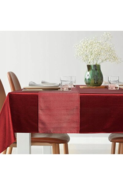 NO BRAND Față de masă de Crăciun 140x220 glamo bordo cu traversă decorativă 3...
