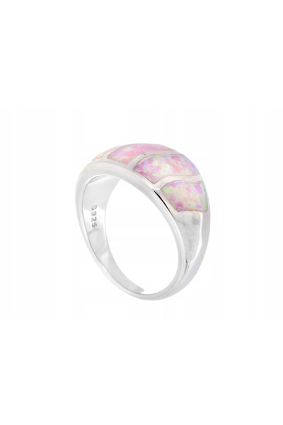 NO BRAND Inel placat cu argint, mărimea 14, cu opal de 12mm, cadou