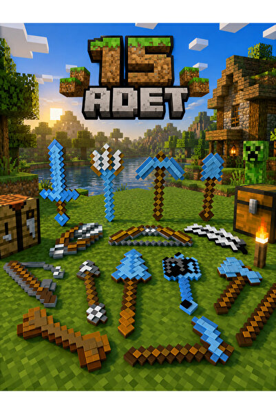 You Toys Minecraft Sevilen Tüm İtemler 15 ADET Kılıç Set Figür Oyuncak