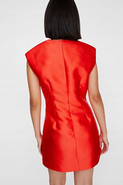 NO BRAND Rochie mini roșie lucioasă, cu umeri buretați, Nastygal 38