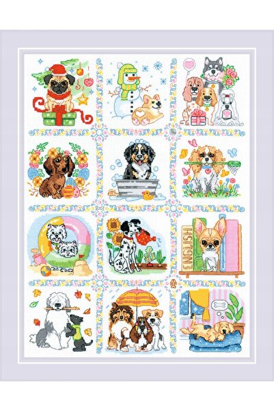 NO BRAND Riolis - Psom 2245 Calendar, Kit de broderie punct în cruce 30×40 cm