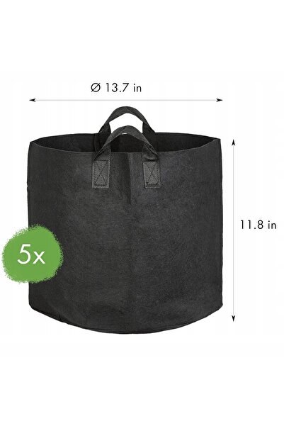 NO BRAND Ghiveci textil din plastic negru pentru plante de grădină, 30 cm x 3...
