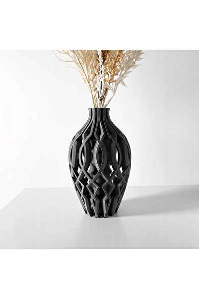 NO BRAND Vază ceramică pentru flori, decorațiune, 20 cm, alb cu marmură aurie