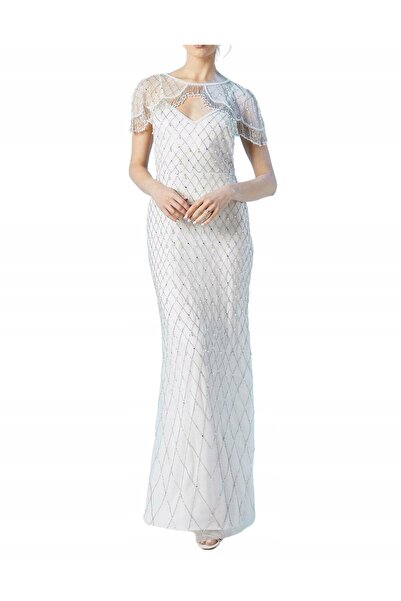 NO BRAND Rochie de mireasă albă, lungă, cu trenă, cu decorațiuni din paiete, ...