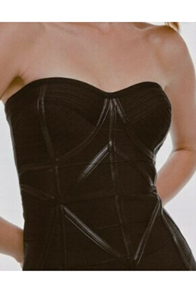 NO BRAND Top scurt negru tip bandaj, corset, cu umerii goi, Karen Millen L