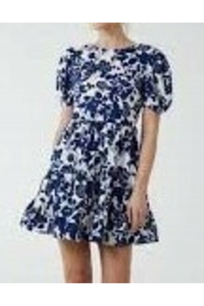 NO BRAND Rochie mini albă cu model albastru Vanilla 38