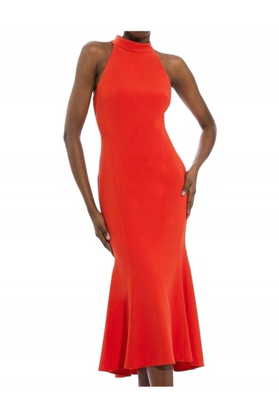 NO BRAND Rochie de cocktail roșie, netedă, mulată, midi, Karen Millen 40