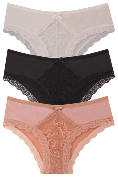 papatya lingerie ملابس داخلية قطنية بتصميم هيبستر مع جيرسي لامع من الأمام ودا...