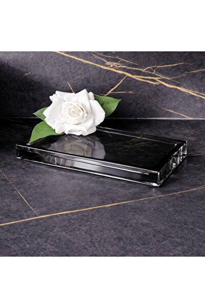 Havona Bathroom organizer tray made of smoky gray crystal 22x12 cm,