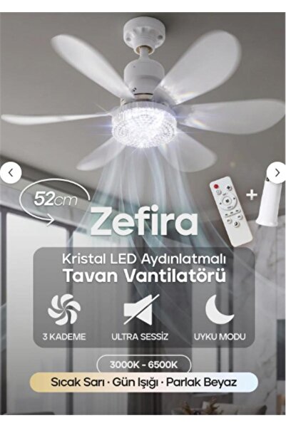 Feny Fn-F82 Zefira 3 Kademe Ultra Sessiz Uyku Mod 3000k-6500K Kristal Led Tav...