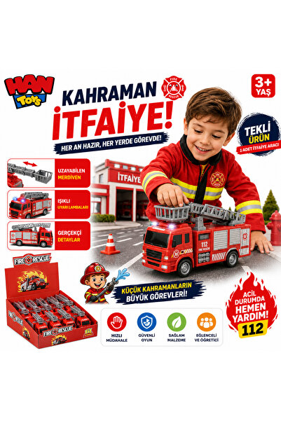Han toys Fire Rescue Döner Merdivenli İtfaiye Aracı – Mini Kurtarma Kamyonu