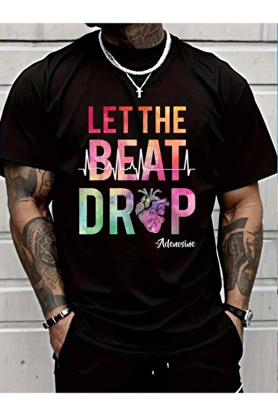 9TAY تي شيرت من القطن 100% بطبعة Let The Beat Drop Adenosine، هدية مضحكة للمم...