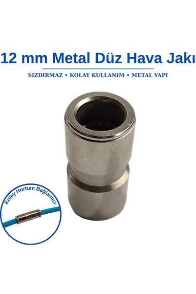 BROTECH 12 mm Düz Ekleme Jakı Metal - Pnömatik Metal Jak - Hava Hortum Bağlantısı