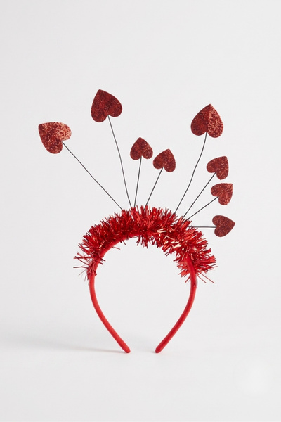 Le Mabelle Red Tasseled Dangling Heart Figured Girl's Crown