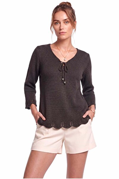 Peraluna Breeze Tunik, Kadın Triko Tunik - Koyu Kahve