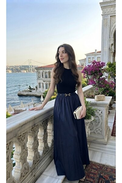 BELLASTORE حزام مفصلة تنورة ماكسي