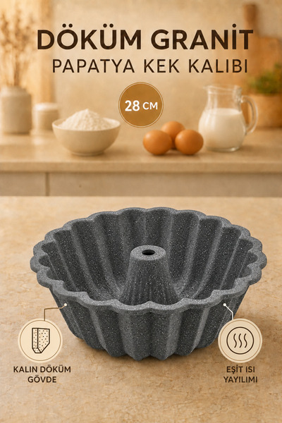 Alkar Döküm Granit Papatya Kek Kalıbı 28 cm Pasta Kalıbı Kalın Döküm Eşit Isı...