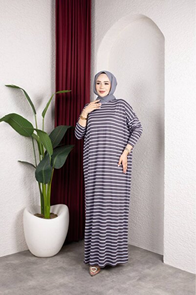 MODAMÜNASİP Wonderful Combed Cotton Striped Wear Out Function Dress the Dress...