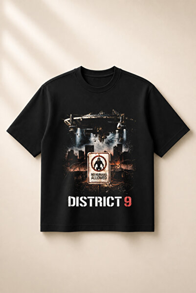 SVART WEAR Μπλουζάκι District 9 με στάμπα, σε μεγάλο μέγεθος, φαρδιά γραμμή, ...