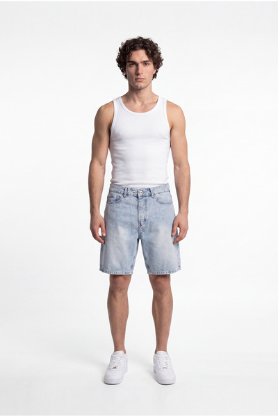 Machinist Men's Boyfriend Washed Jean Shorts Light Blue