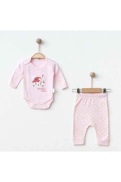 BabyWings طقم من قطعتين للفتيات الصغيرات مصنوع من القطن بنسبة 100% مع طباعة أ...