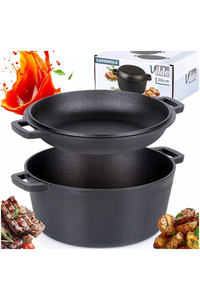 Vilde Caserolă cu capac din fontă 2 în 1 CAST LINE 26 cm, 4,5 l / 1,6 l