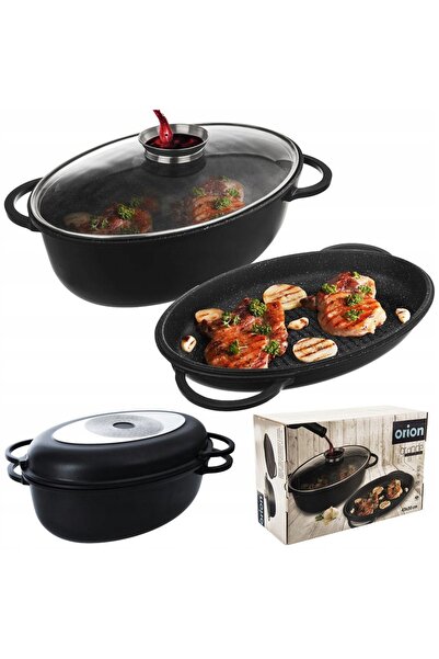 Orionis Oală din granit cu capac 3 în 1 GRANDE 10 l, 43x28 cm