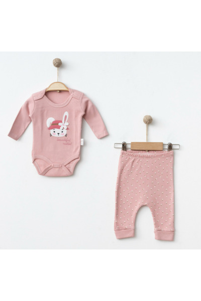 BabyWings طقم من قطعتين للفتيات الصغيرات مصنوع من القطن بنسبة 100% مع طباعة أ...
