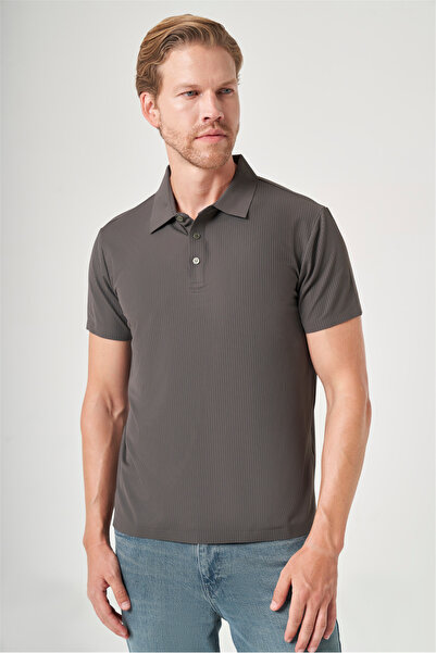 İmza Khaki Polo Collar Short Sleeve Relaxed Fit Flexible Non-Fraying Collar T...
