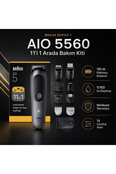 Braun Hepsi Bir Arada Series 5, 11’i 1 Arada Tıraş Kiti, Keskin Bıçak, Vücut ...