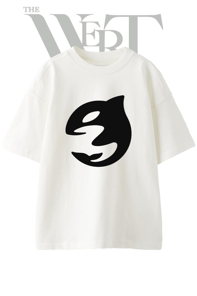 THEWERT Μπλουζάκι Orca Design με στάμπα Unisex Λευκό Oversize