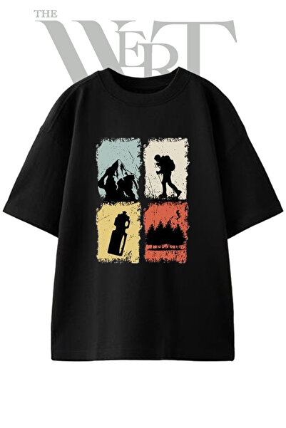 THEWERT Μπλουζάκι Doga Yuruyus με στάμπα, Unisex, μαύρο, oversized