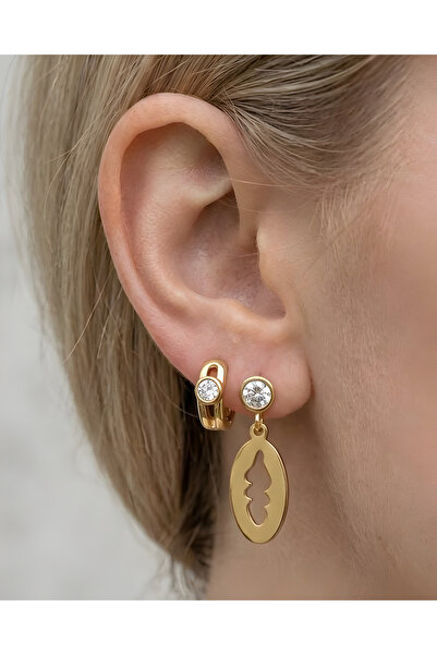 ILSA Leaf Silhouette Charm Detailed Asymmetrical Earring Set