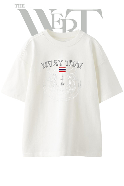 THEWERT Muay Thai Tiger Design Printed Unisex White Oversize T-Shirt