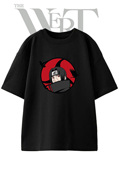 THEWERT تي شيرت Itachi Uchiha_1 مطبوع بتصميم موحد للجنسين باللون الأسود مقاس ...