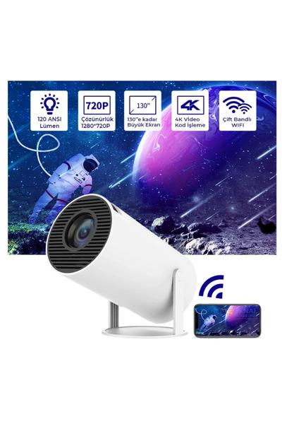 Genel Markalar HD LCD projeksiyon cihazı 1024x768 çözünürlük 10000:1 kontrast HDR USB HDMI beyaz